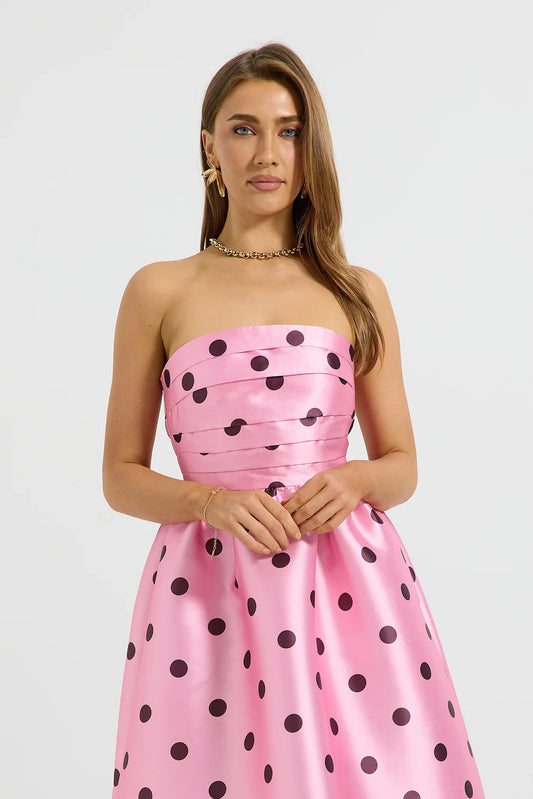 Pasduchas - Dottie Strapless Midi - Pink/Cherry