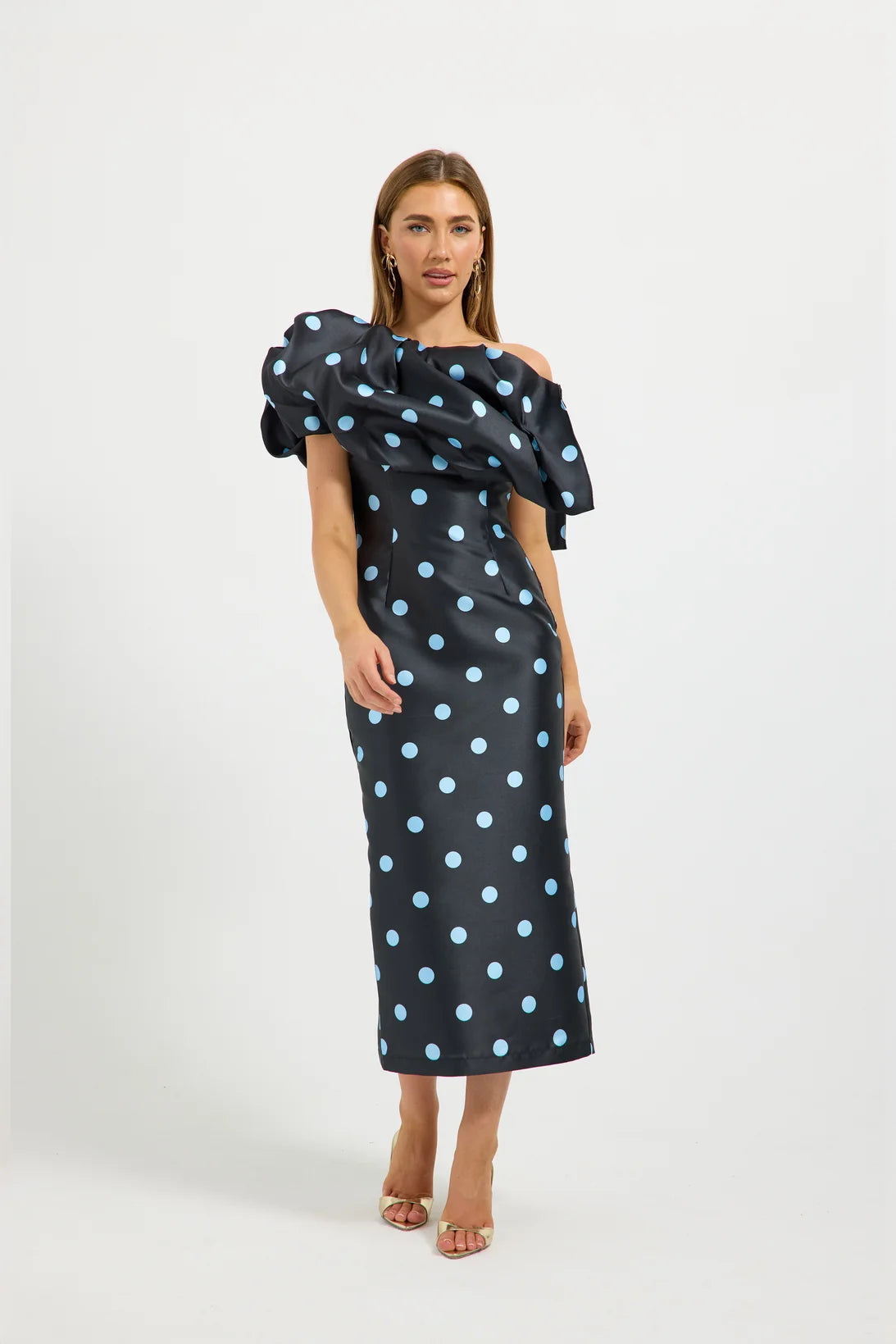 Pasduchas - Dottie Asymmetric Midi - Black/Bluebell