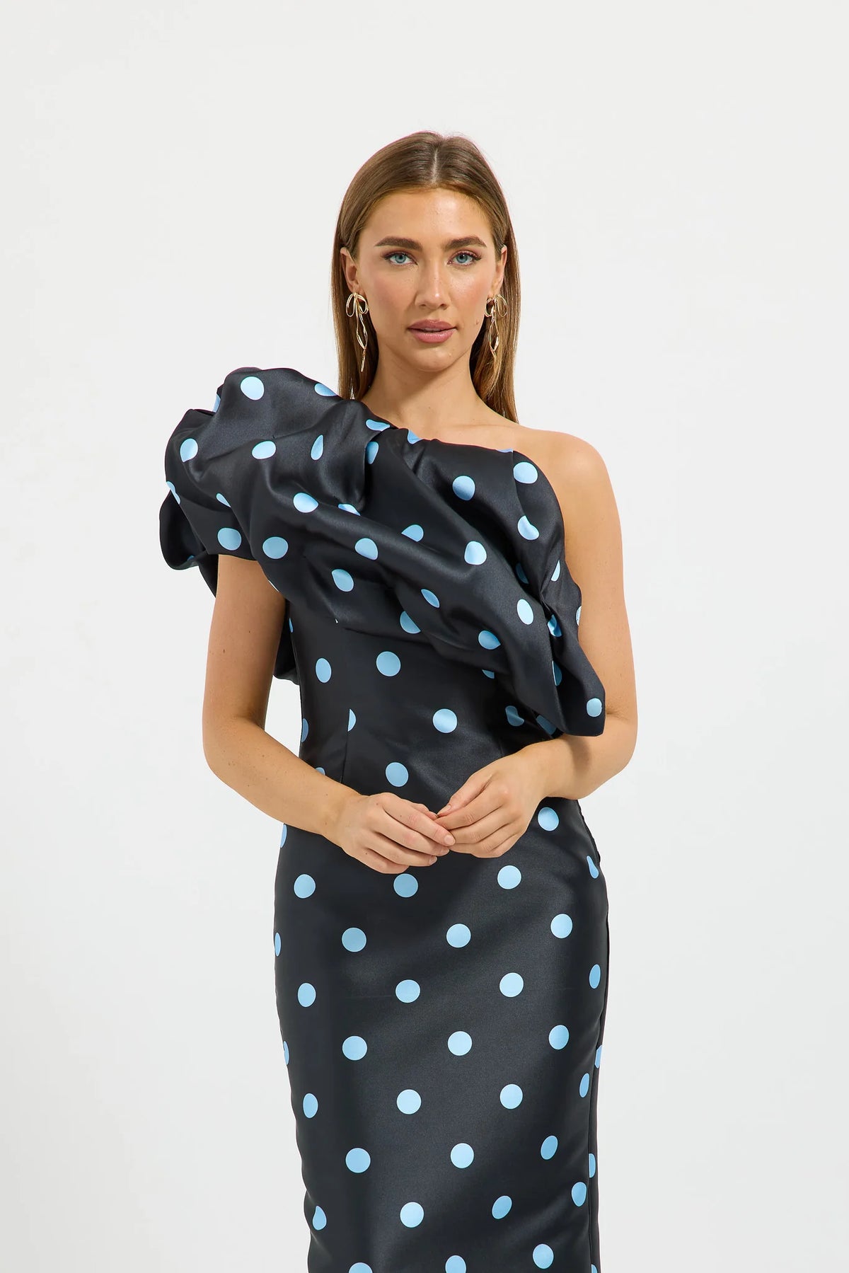Pasduchas - Dottie Asymmetric Midi - Black/Bluebell