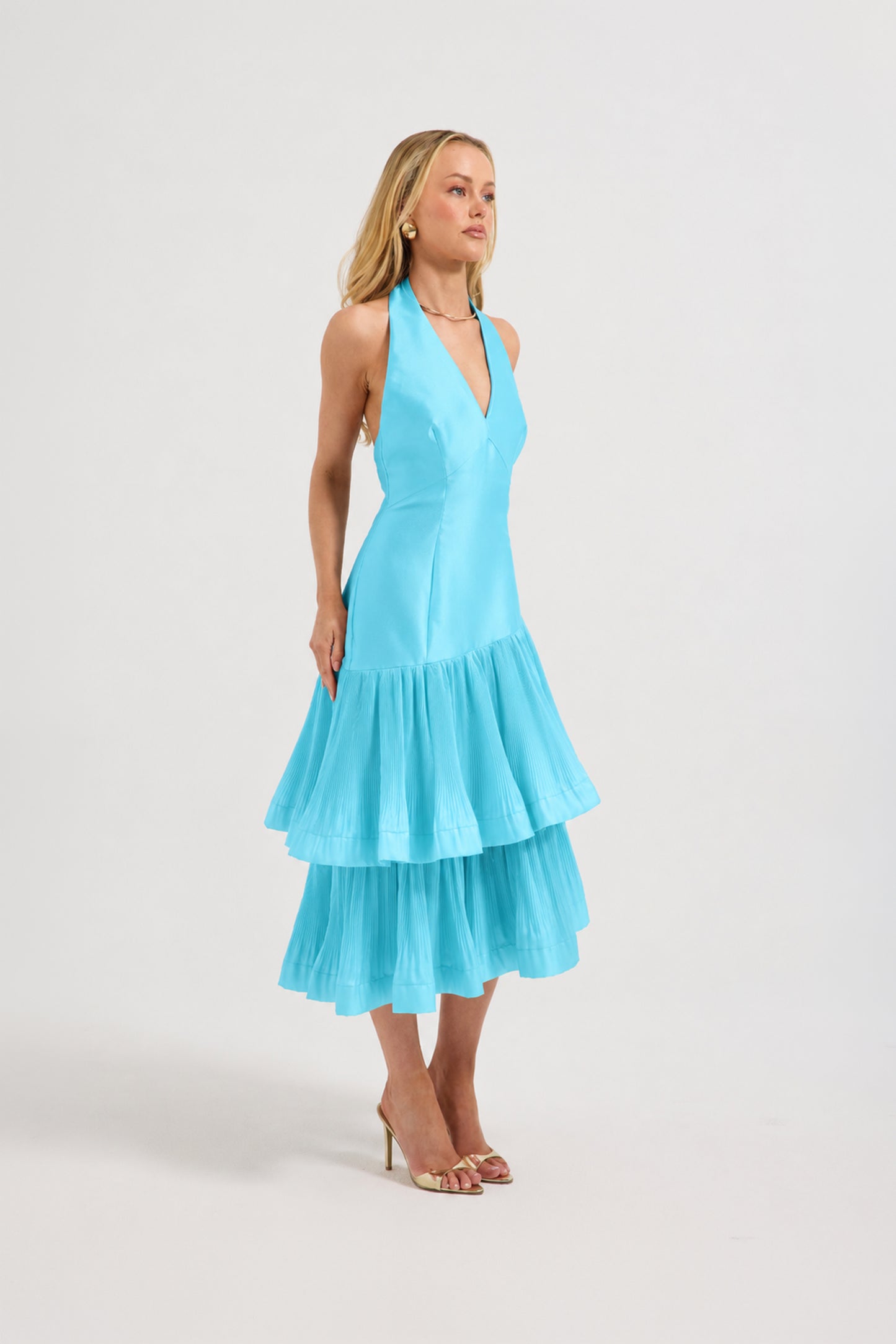 Pasduchas - Lennox Pleated Halter Midi - Teal