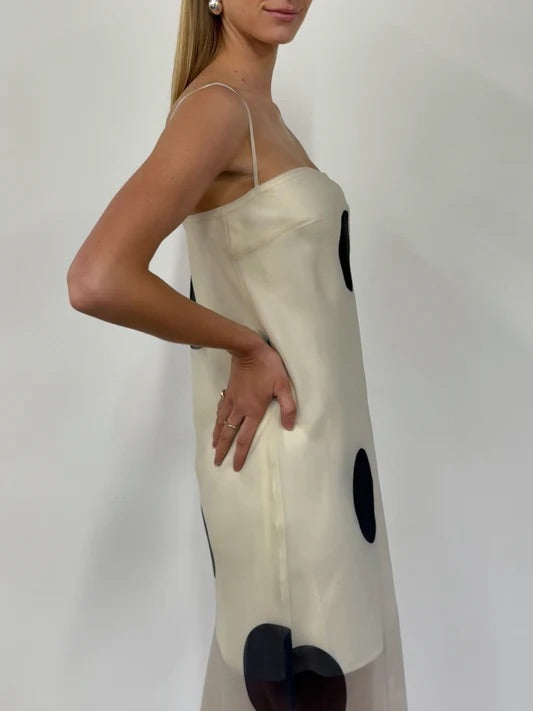 By Nicola - Mila Maxi Dress in Ivory Polka No Strings Dress Hire By Nicola - Mila Maxi Dress in Ivory Polka No Strings Dress Hire