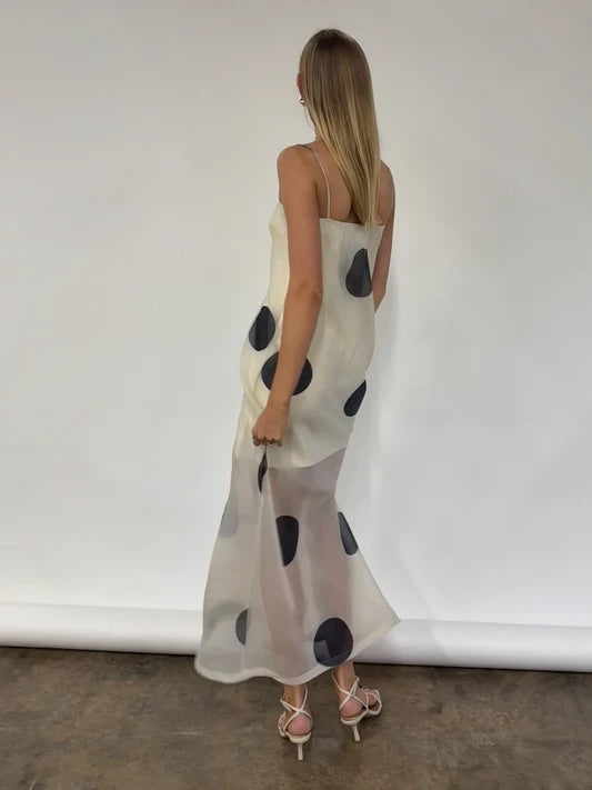 By Nicola - Mila Maxi Dress in Ivory Polka