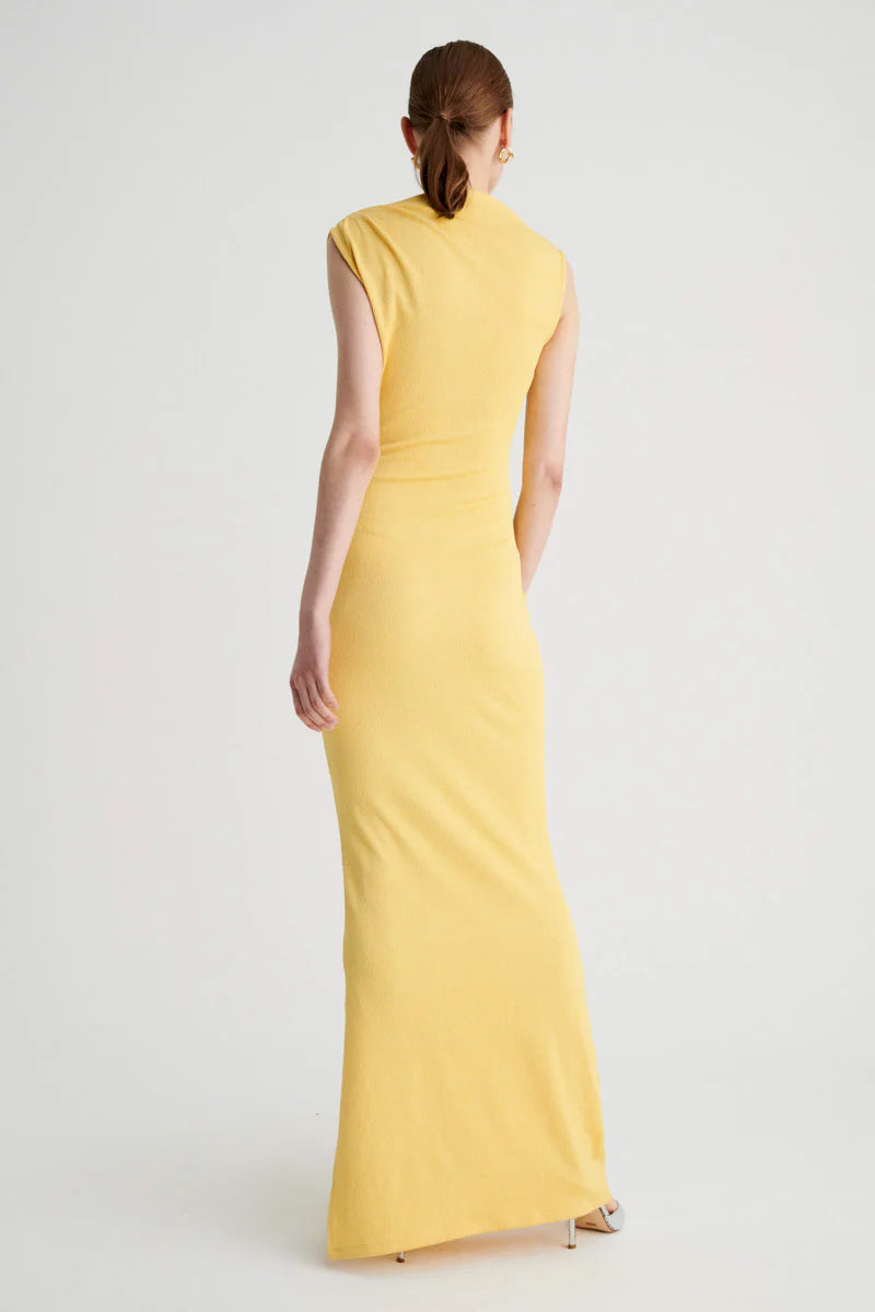 Suboo - Vega Rouched Front Midi Dress - Butter Yellow