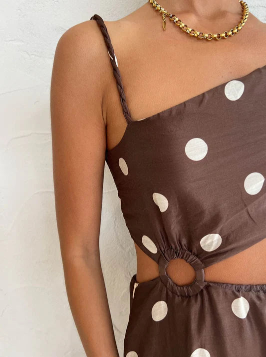 sir the label brown polka dot dress SIR The Label Polka Dot Print Long Dress - Brown Dresses, Clothing - WSIRL21314