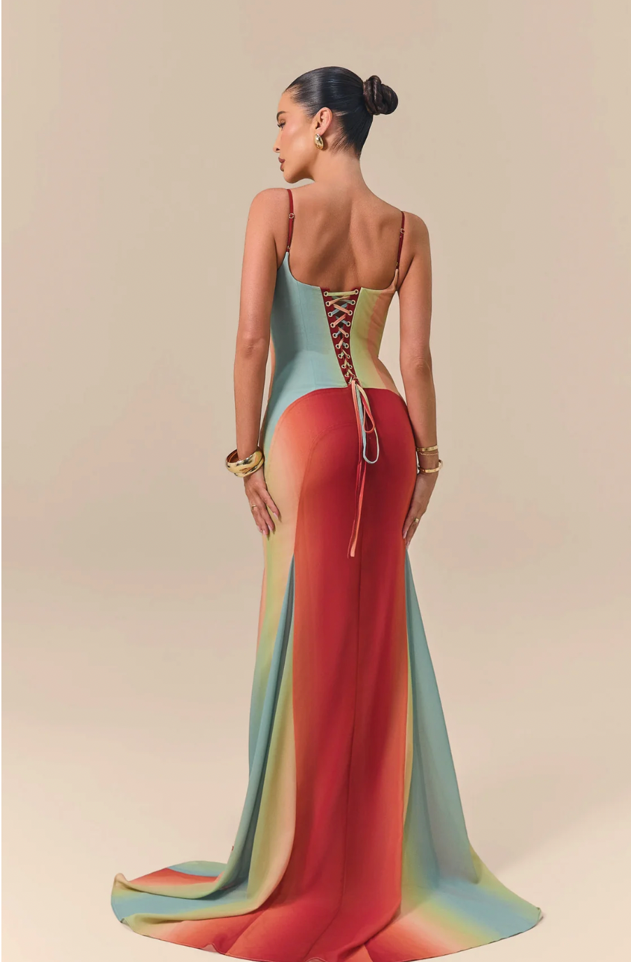 Wanderdoll - Rayne Panelled Maxi Dress - Rainbow Ombre