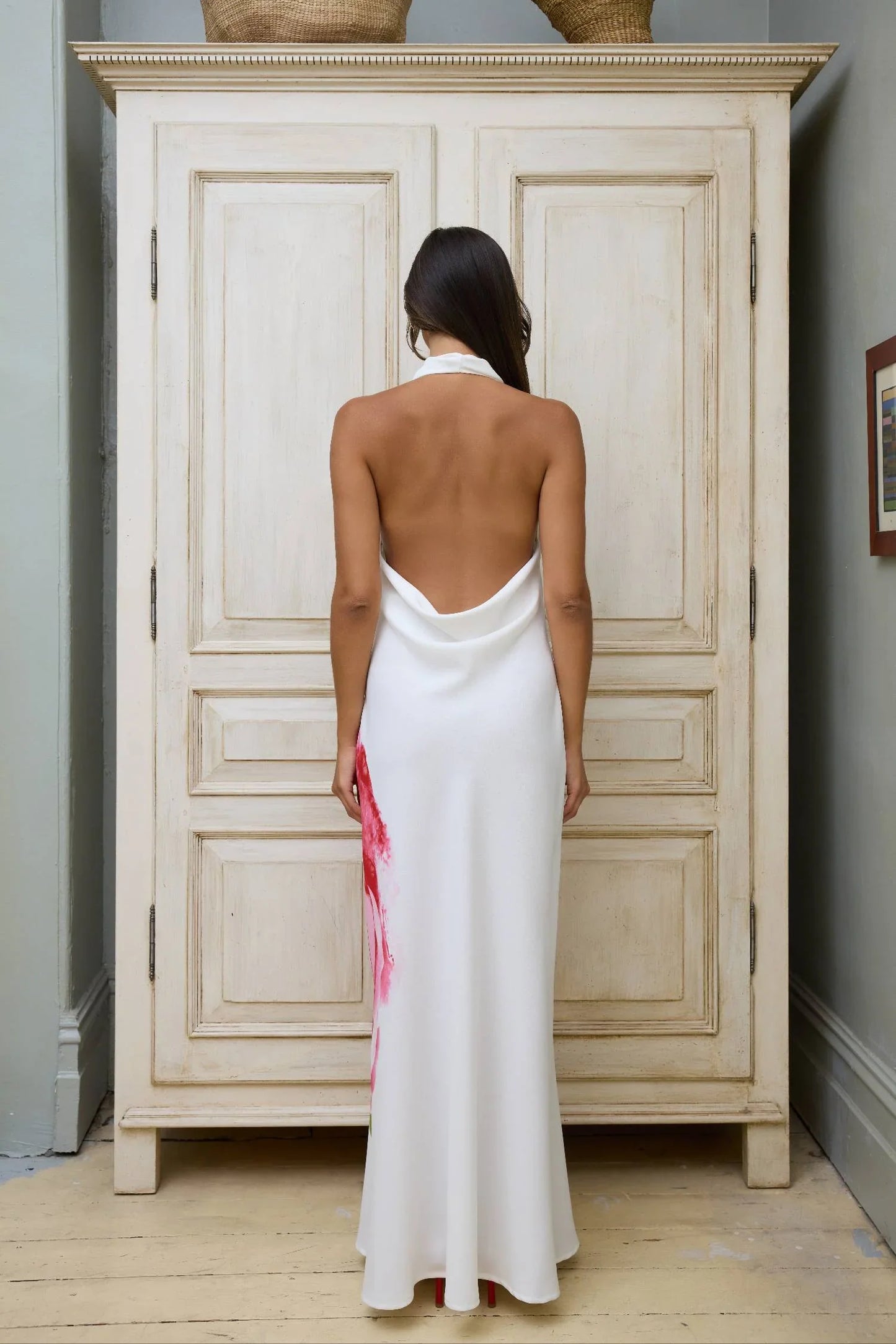 With Harper Lu - With Harper Lu Cowl Slip Dress - White Rose