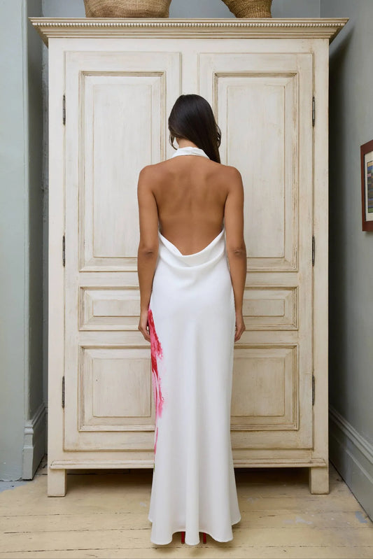 With Harper Lu - With Harper Lu Cowl Slip Dress - White Rose