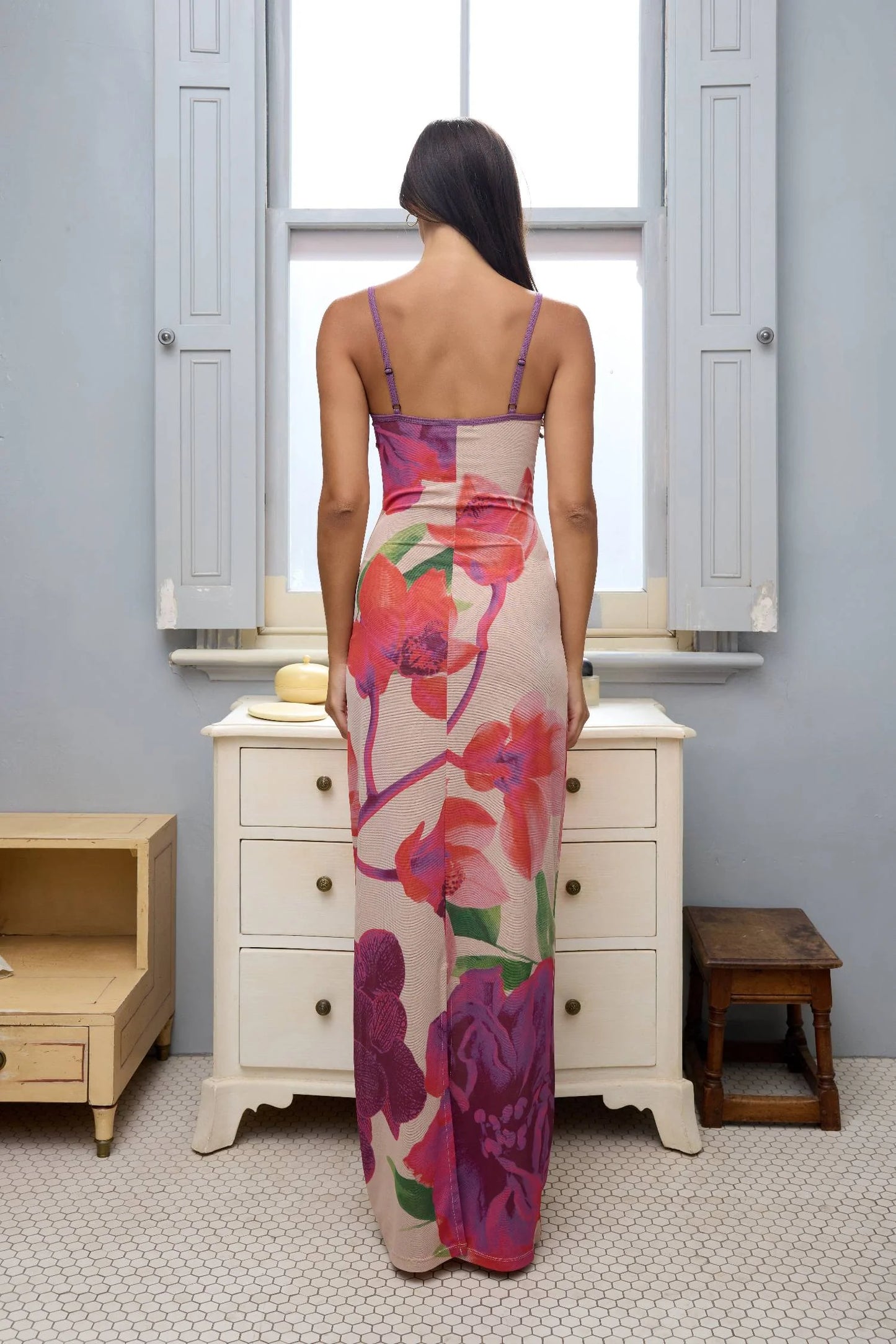 With Harper Lu - Slip Dress | Mesh Fuchsia Bloom