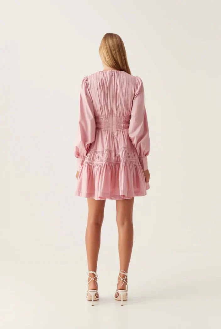 AJE - Fallingwater Ruched Mini Dress Pink