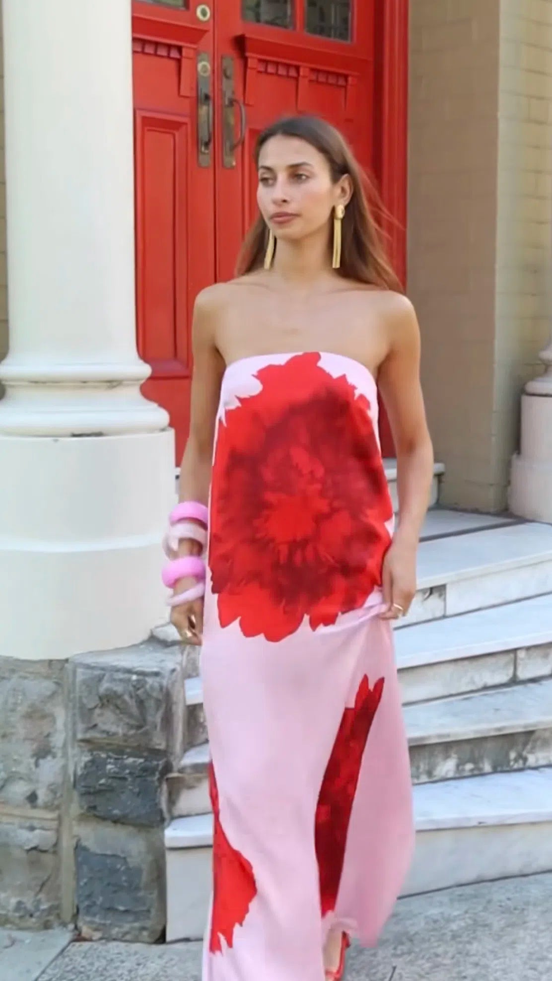Suboo - Emilia Bustier Maxi Dress - Pink Floral