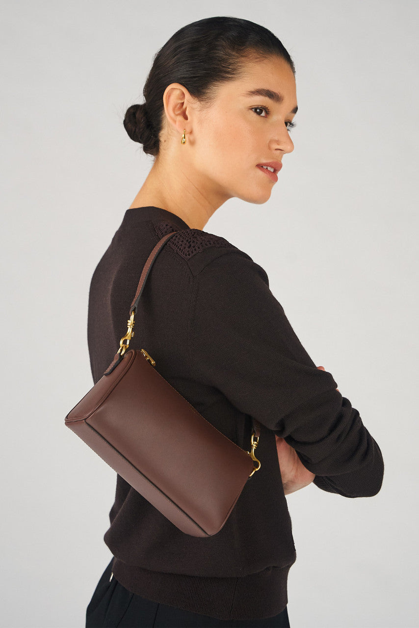 Oroton - Harvey Baguette Crossbody - Chestnut