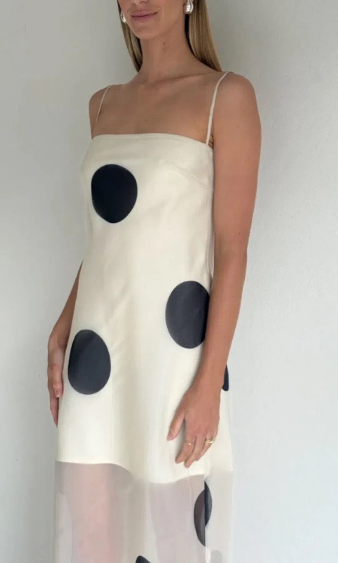 By Nicola - Mila Maxi Dress in Ivory Polka No Strings Dress Hire By Nicola - Mila Maxi Dress in Ivory Polka No Strings Dress Hire