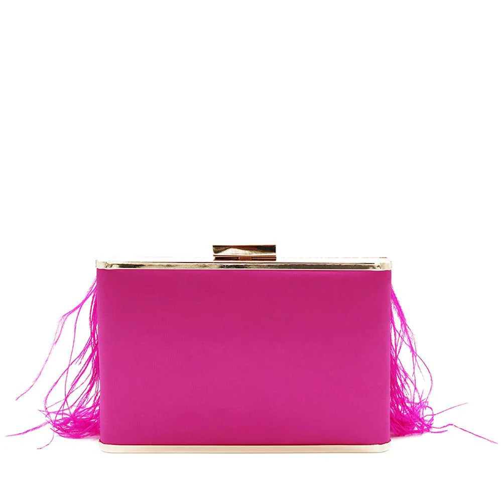 Olga Berg - Estelle Fuchsia Feather Clutch