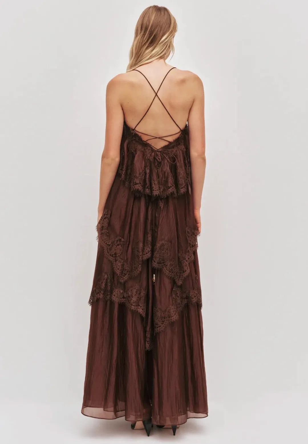 AJE - Ophelia Lace Gown -Chocolate