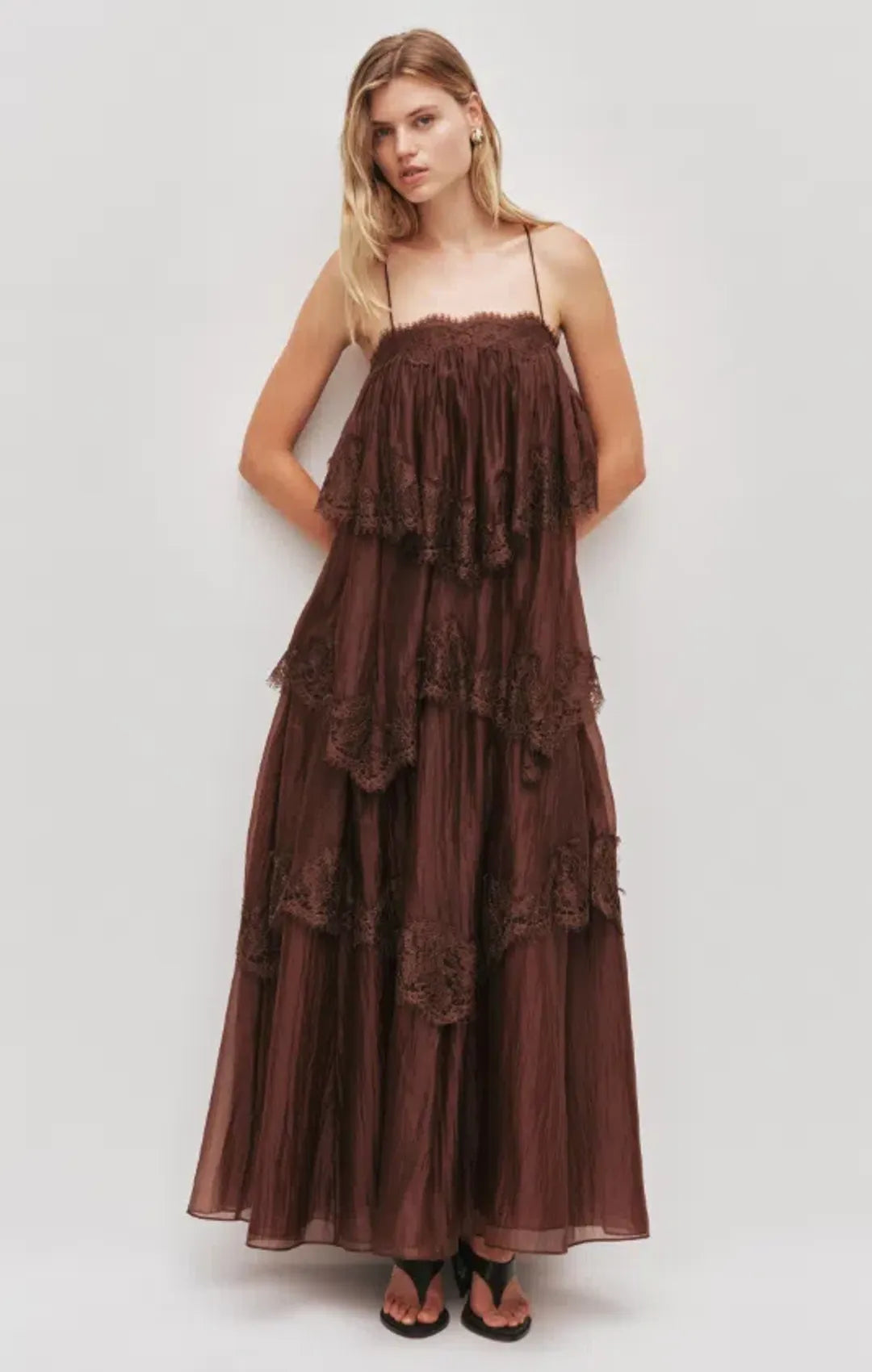 AJE - Ophelia Lace Gown -Chocolate
