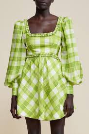 Acler - Mellor Mini Dress in Citron Check Print