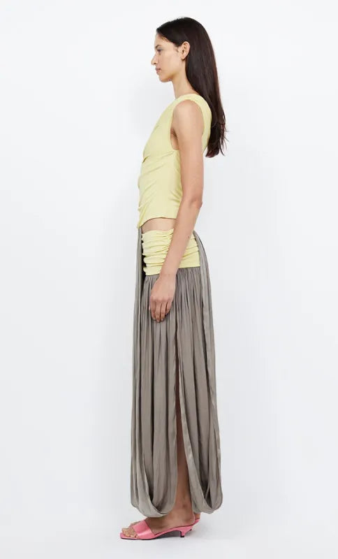 Bec + Bridge - Serene Boatneck Maxi Cut Out Dress in Citrus Taupe.