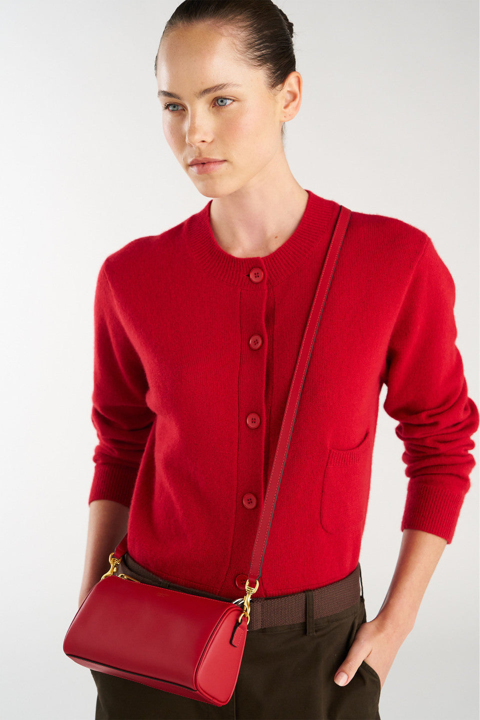 Oroton - Harvey Baguette Crossbody - Dark Ruby