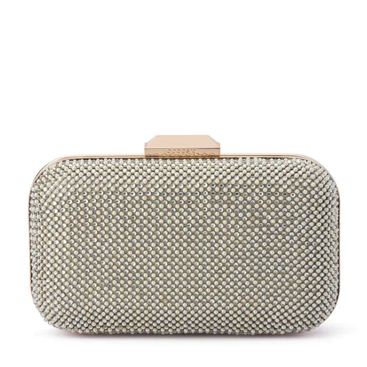 Olga Berg - Klara Pearl and crystal Mesh Clutch