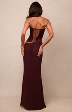 Peach Fizz Strapless Maxi Dress Dark Cherry