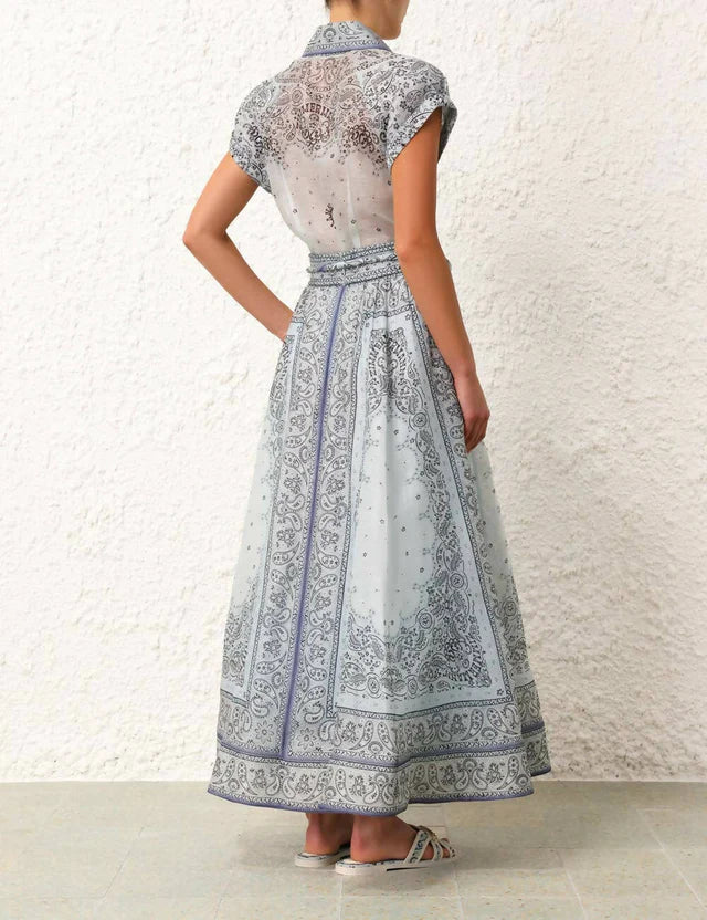 Zimmerman - Gathered Shirt and Midi Skirt Set